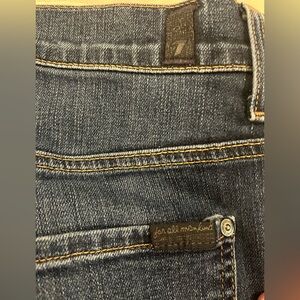 7 for All Man Kind dark wash men’s Brett Jeans. 34 waist, hemmed to 31’ inseam
